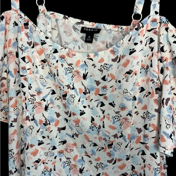 Torrid Mini Challis Cold Shoulder Trapeze Dress Sz 0 - Picture 6 of 9